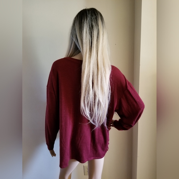 🤍 GUC Joe Boxer Women's Burgandy Long Sleeve Shirt Size 3X - Picture 3 of 11